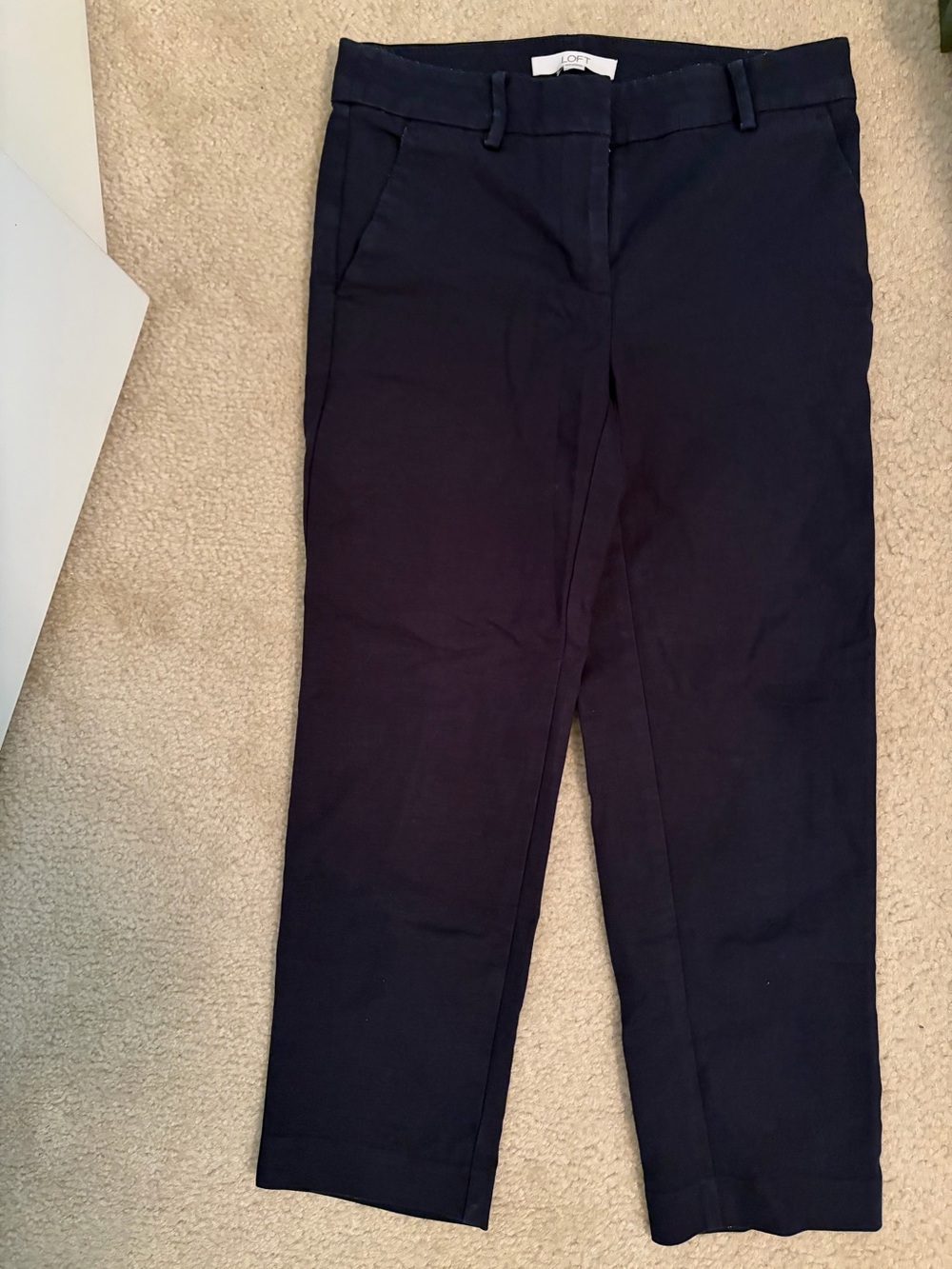 LOFT Navy Hook-Front Dress Pants